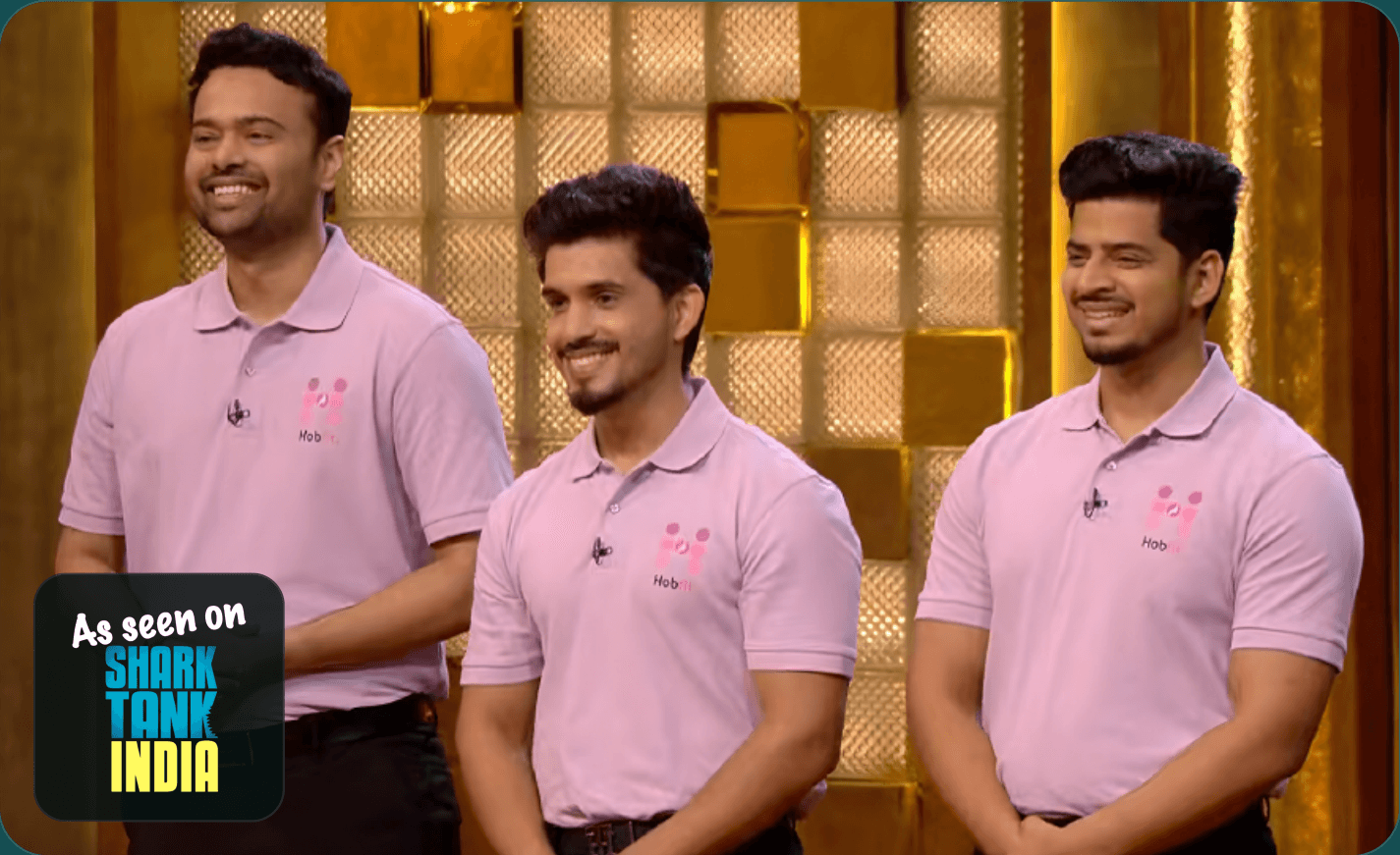 Hobfit founders on the Shark Tank India set